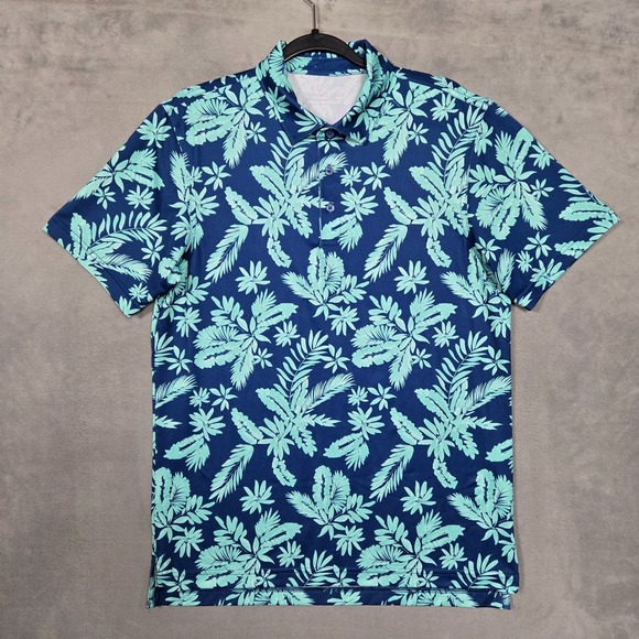 Vineyard Vines Polo Mens Small Blue‎ Floral Hawaiian Printed Performance Stretch - Picture 2 of 9
